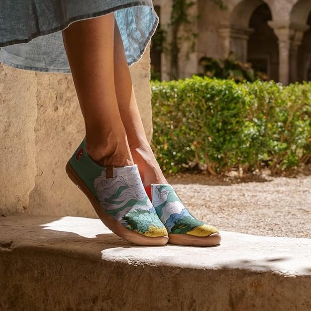 Women's Amazing Colorful Cute Cat Canvas Slip On Spring Summer Loafer Flat Art Painted Travel Shoe Multicolor