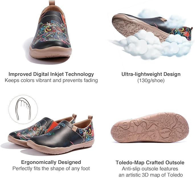 Women's Leather Flat Shoes Walking Casual Microfiber Loafer Travel Painted Couple Fashion Slip On Shoe