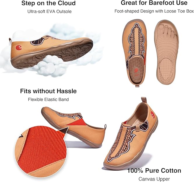 Women's Slip Ons Lightweight Sneaker Walking Casual Loafers Comfortable Art Painted Travel Shoes Toledo Ⅰ Middle Eastern Symbols (37)