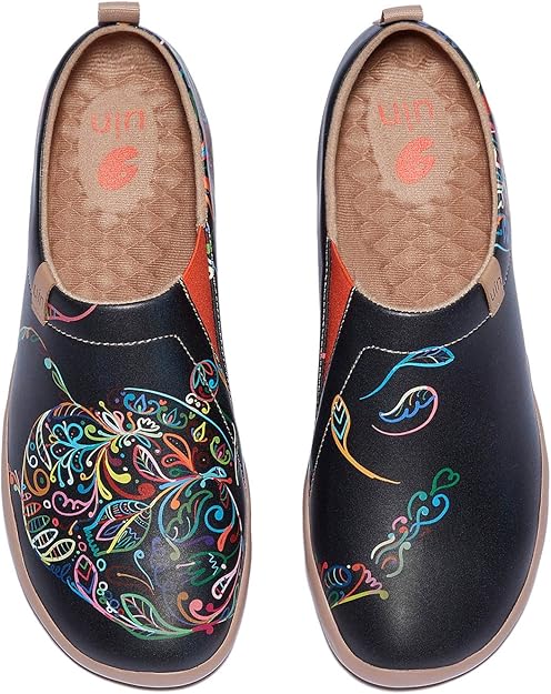 Women's Leather Flat Shoes Walking Casual Microfiber Loafer Travel Painted Couple Fashion Slip On Shoe