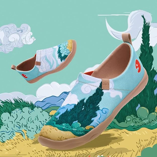 Women's Amazing Colorful Cute Cat Canvas Slip On Spring Summer Loafer Flat Art Painted Travel Shoe Multicolor
