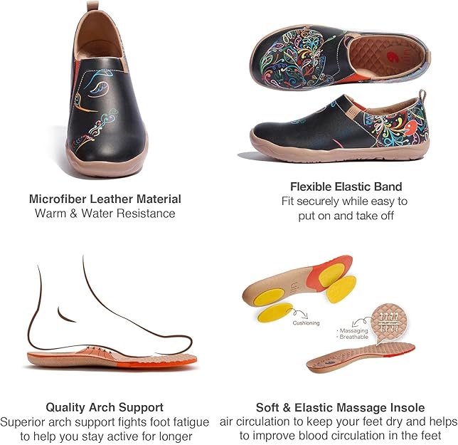 Women's Leather Flat Shoes Walking Casual Microfiber Loafer Travel Painted Couple Fashion Slip On Shoe