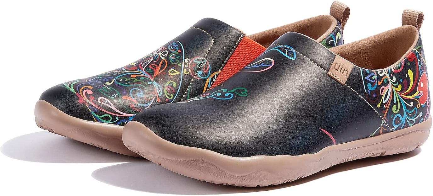Women's Leather Flat Shoes Walking Casual Microfiber Loafer Travel Painted Couple Fashion Slip On Shoe