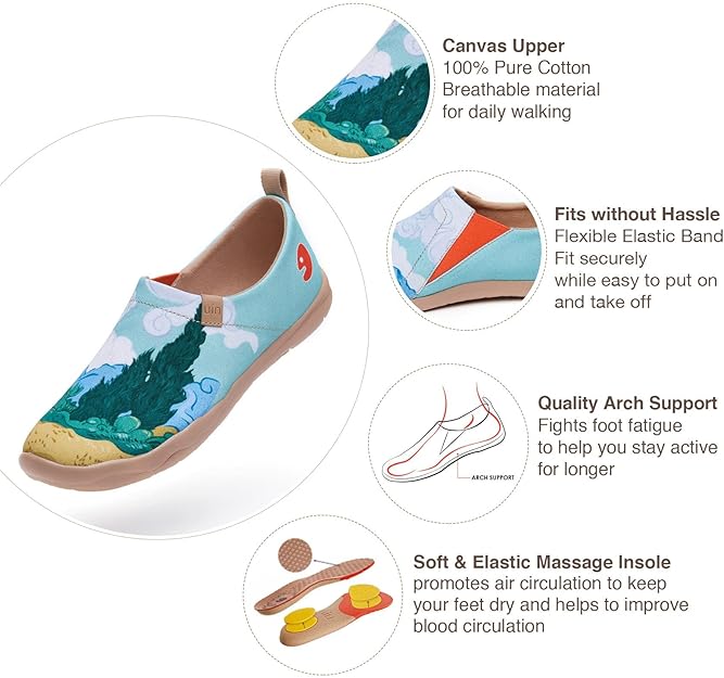 Women's Amazing Colorful Cute Cat Canvas Slip On Spring Summer Loafer Flat Art Painted Travel Shoe Multicolor